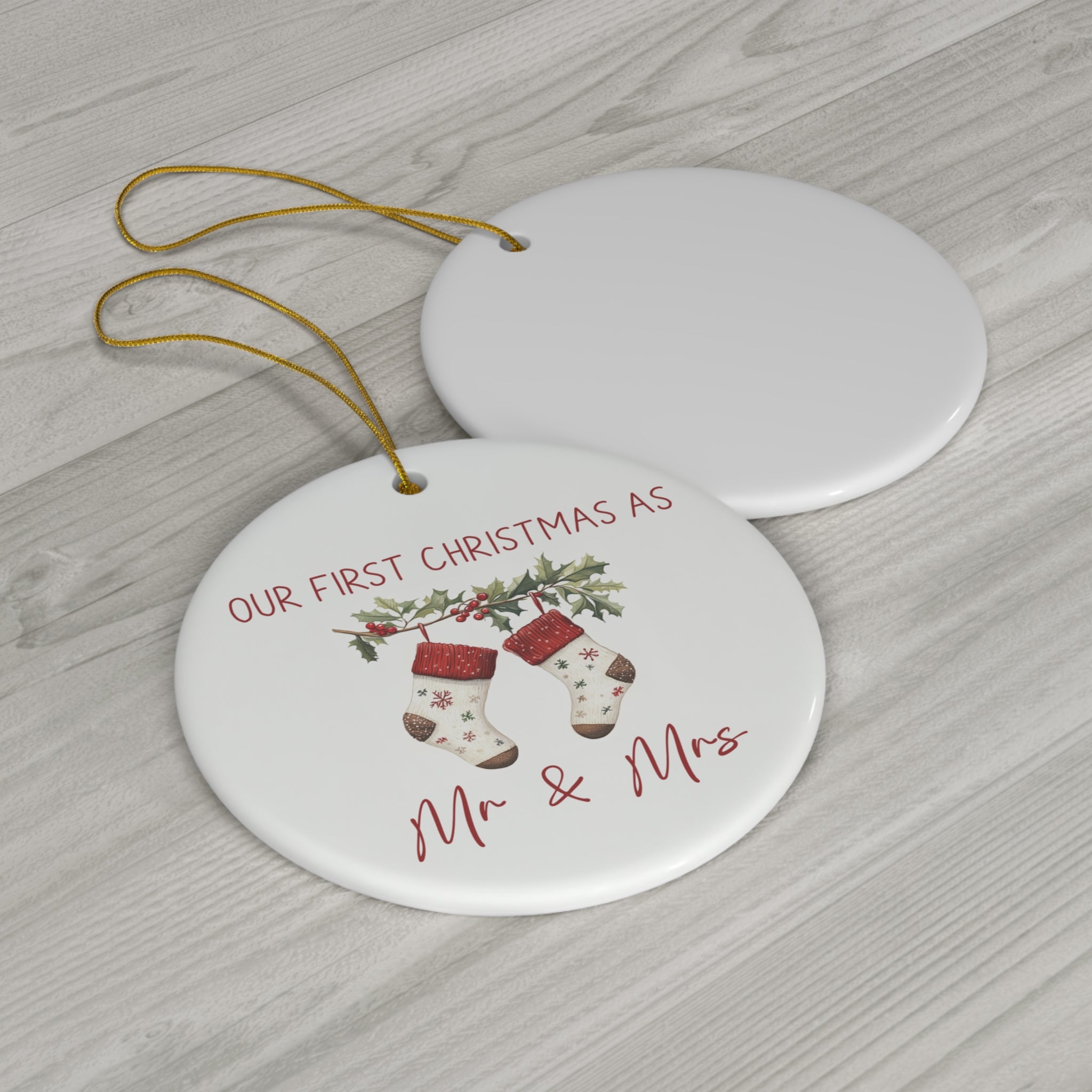 Our First Christmas as Mr & Mrs Christmas Ceramic Ornament, Custom Family Ornament, Personalized Christmas Ornament