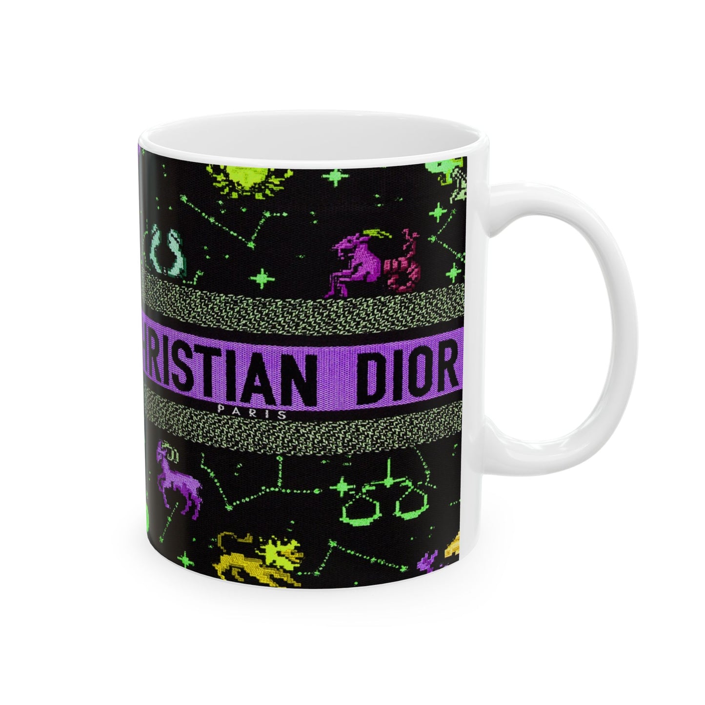 Dior Black & Purple Zodiac Purse, Ceramic Mug, (11oz, 15oz)