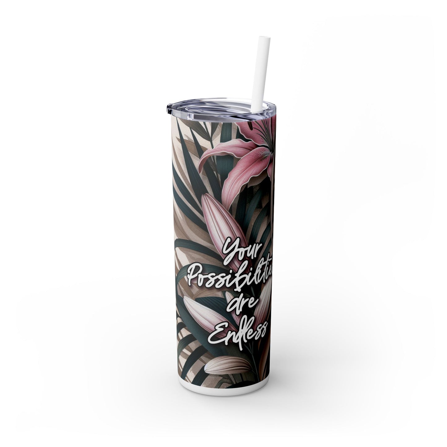 Tropical Tumbler with Caucasian Women and Calle Lilly Design #16 Affirmations, 20oz