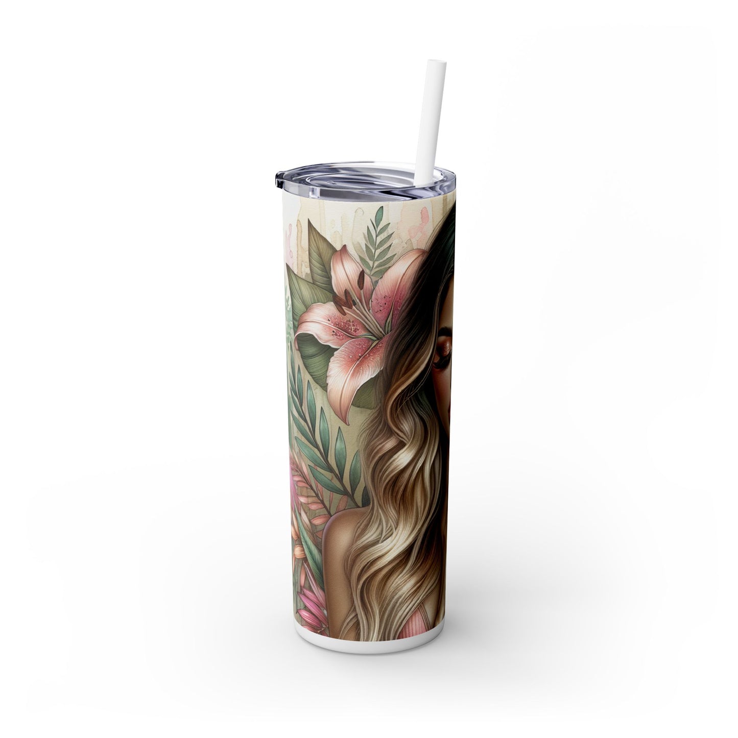 Tropical Tumbler with Caucasian Women and Calle Lilly Design #16 Affirmations, 20oz