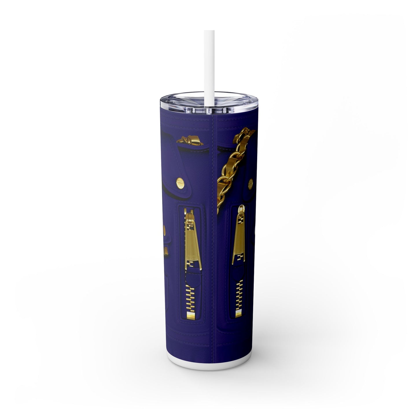 Moschino Blue-Skinny Tumbler with Straw, 20oz