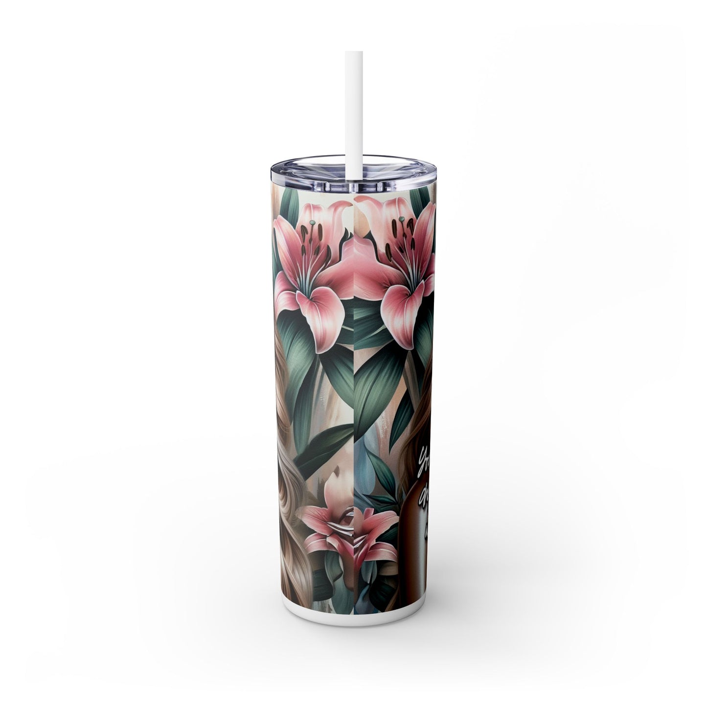 Tumbler with Caucasian Women and Calle Lilly Design #19, 20oz