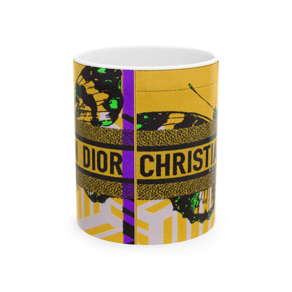 Dior Yellow Purse, Ceramic Mug, (11oz, 15oz) | Mug | 11oz, 15 oz, 15oz, Coffee Mugs, Home & Living, Kitchen, MK Purse Mug, Mugs, Sublimation, US Elections Season, Valentine's Day, White base, Yellow Purse Tumbler | Printify