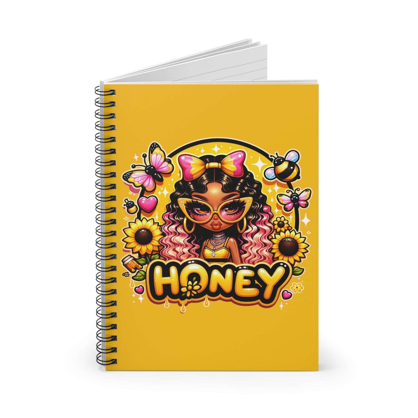 Honey Spiral Notebook - Ruled Line, Cute African American Notebook