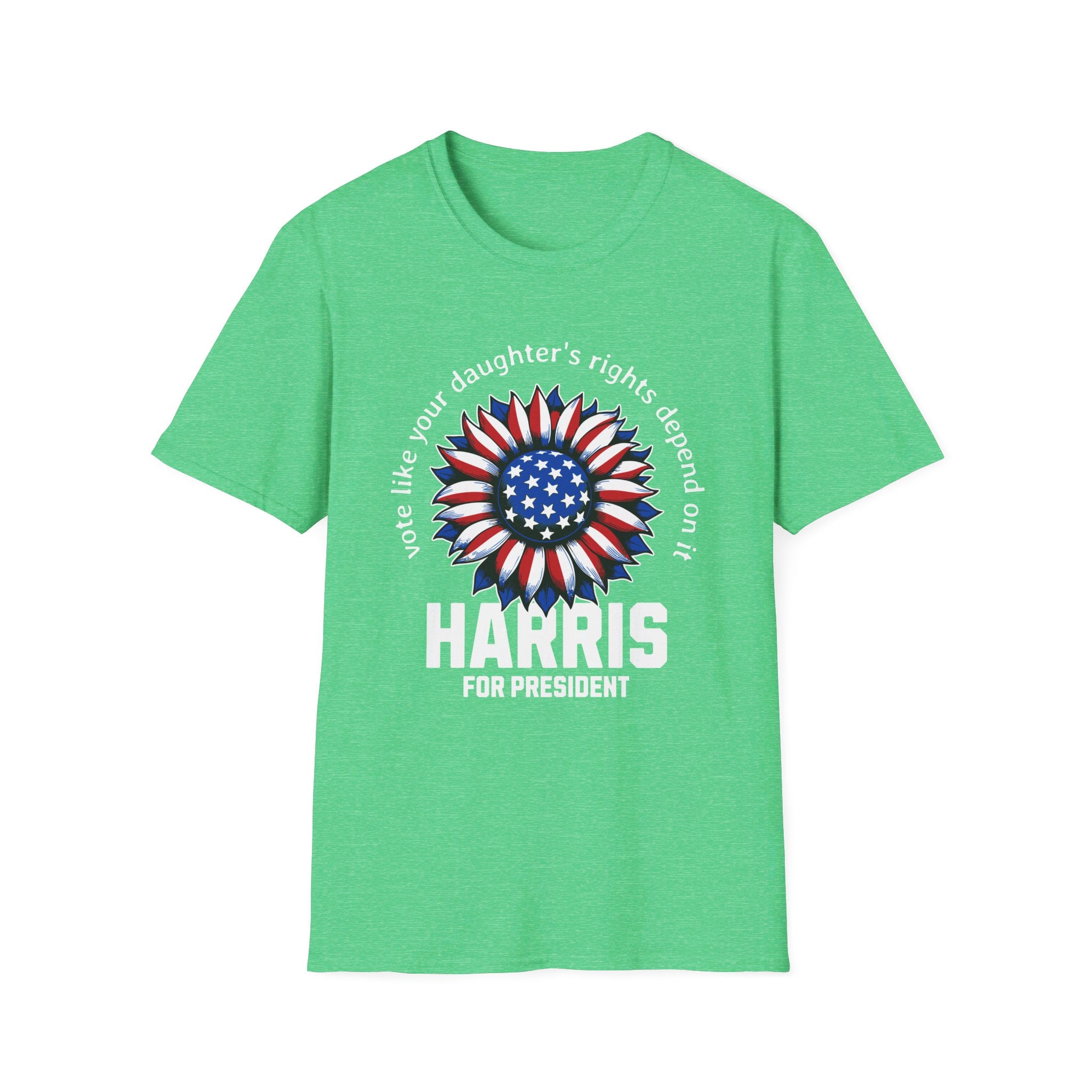 Kamala Harris Circle American Flag, Female President, Kama Harris for President, Kamala Harris, Unisex Softstyle T-Shirt