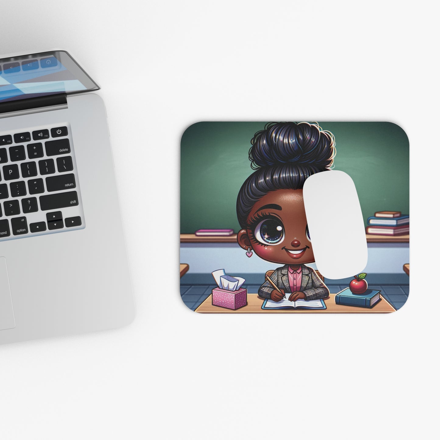 Mouse Pad (Rectangle) Teacher Series #6 - African American & Caucasian