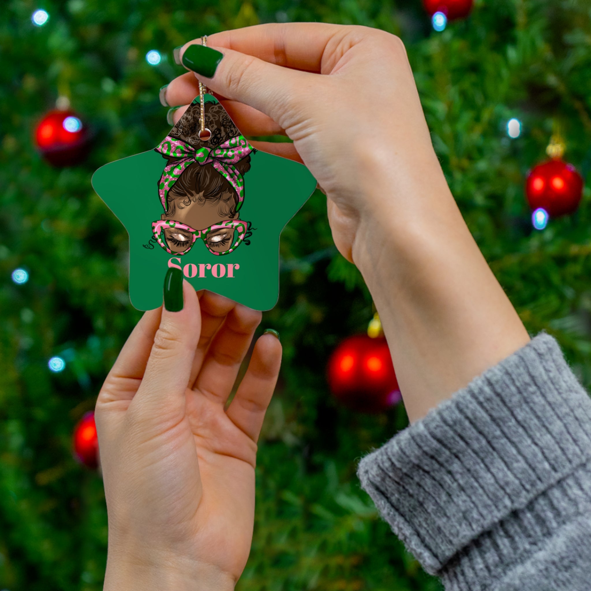 AKA, Sorority Ceramic Ornament -   Christmas Gift Exchange
