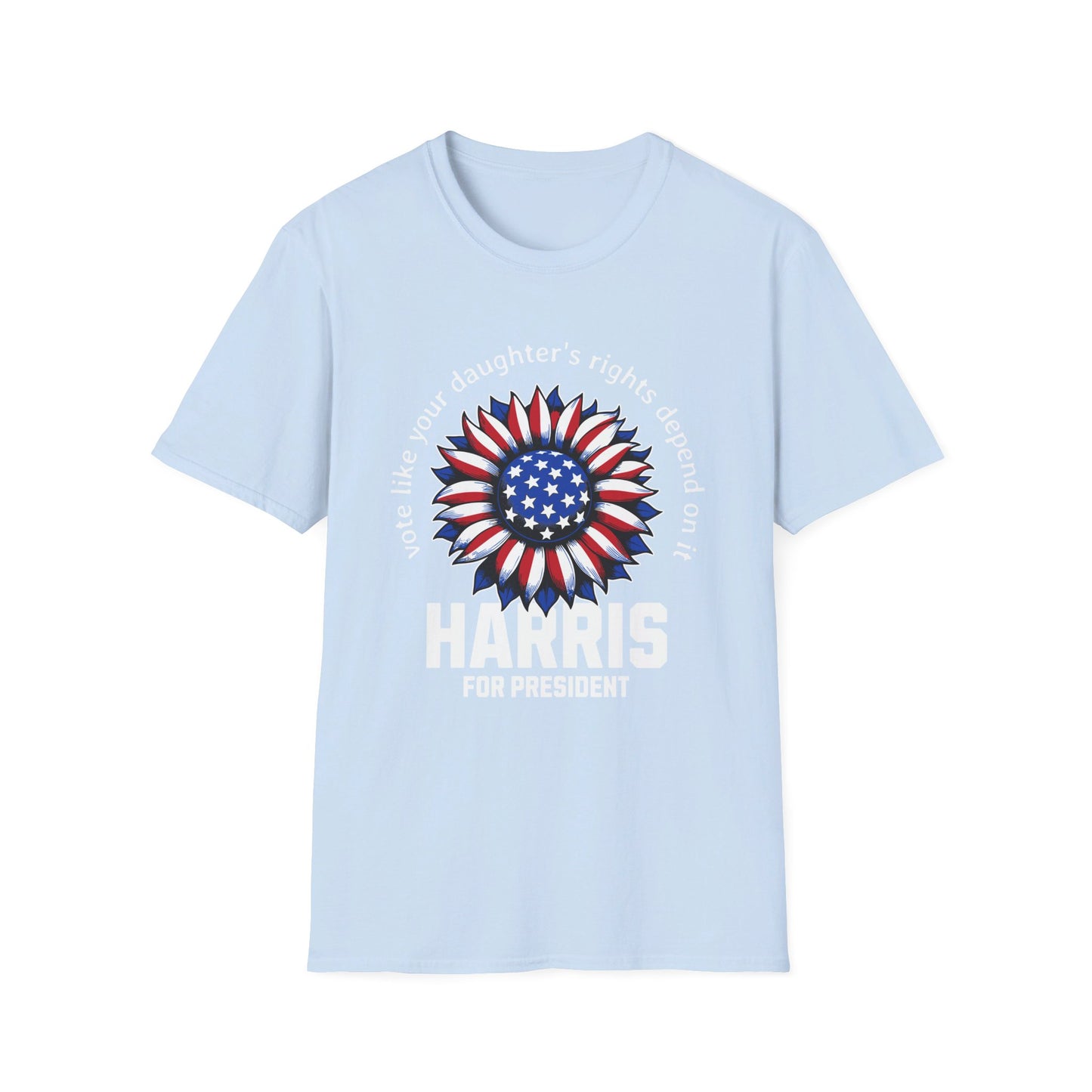 Kamala Harris Circle American Flag, Female President, Kama Harris for President, Kamala Harris, Unisex Softstyle T-Shirt