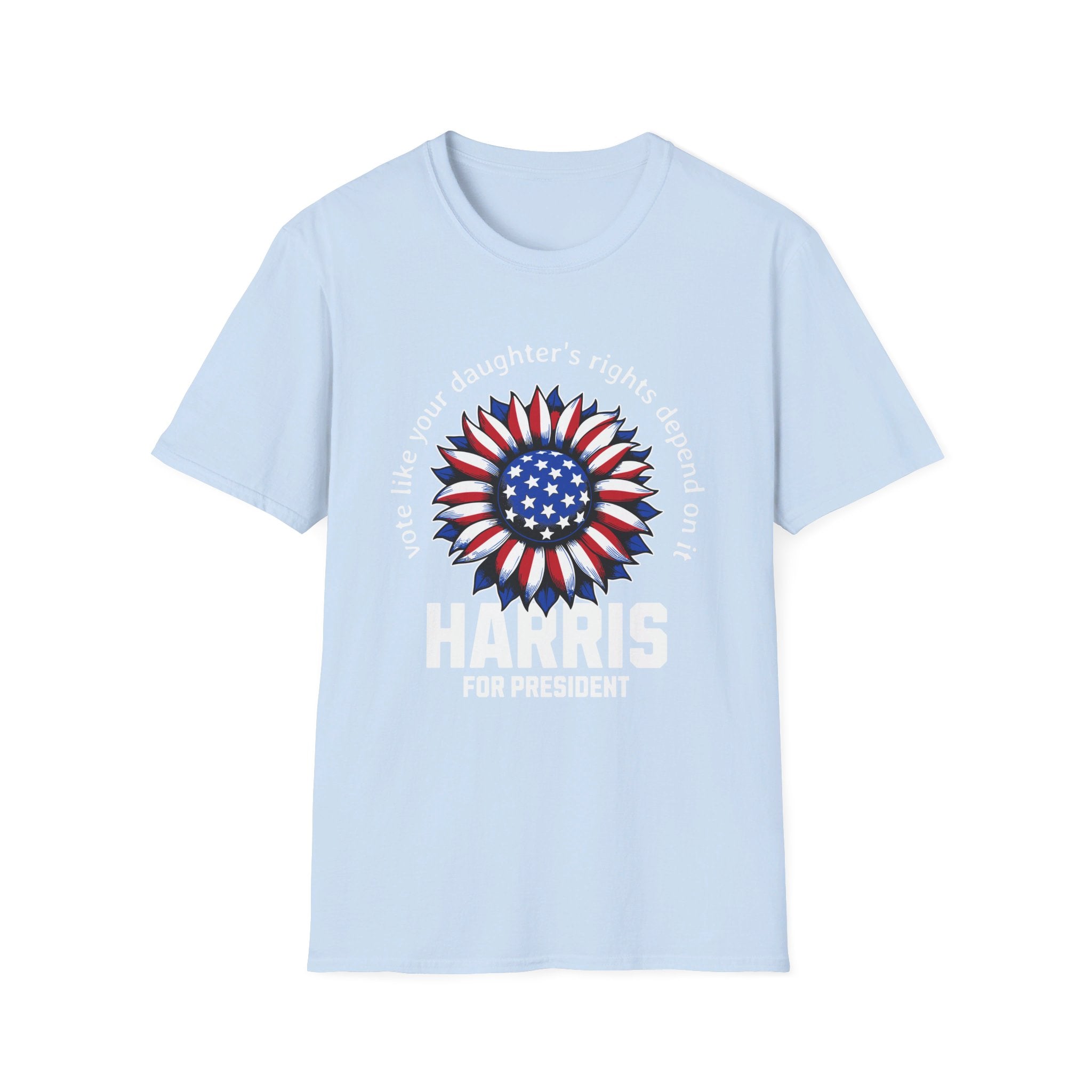 Kamala Harris Circle American Flag, Female President, Kama Harris for President, Kamala Harris, Unisex Softstyle T-Shirt