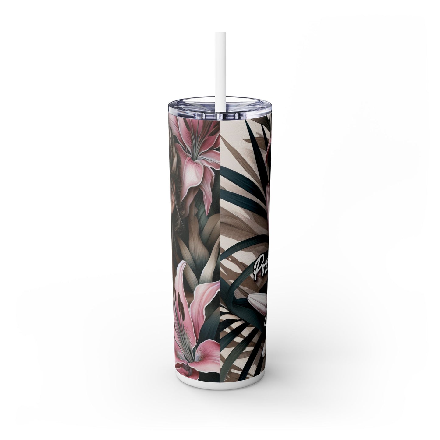 Tropical Tumbler with Caucasian Women and Calle Lilly Design #16 Affirmations, 20oz