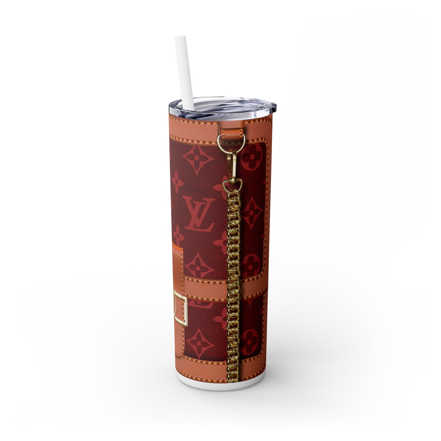 Burgundy Louie Skinny Tumbler with Straw, 20oz