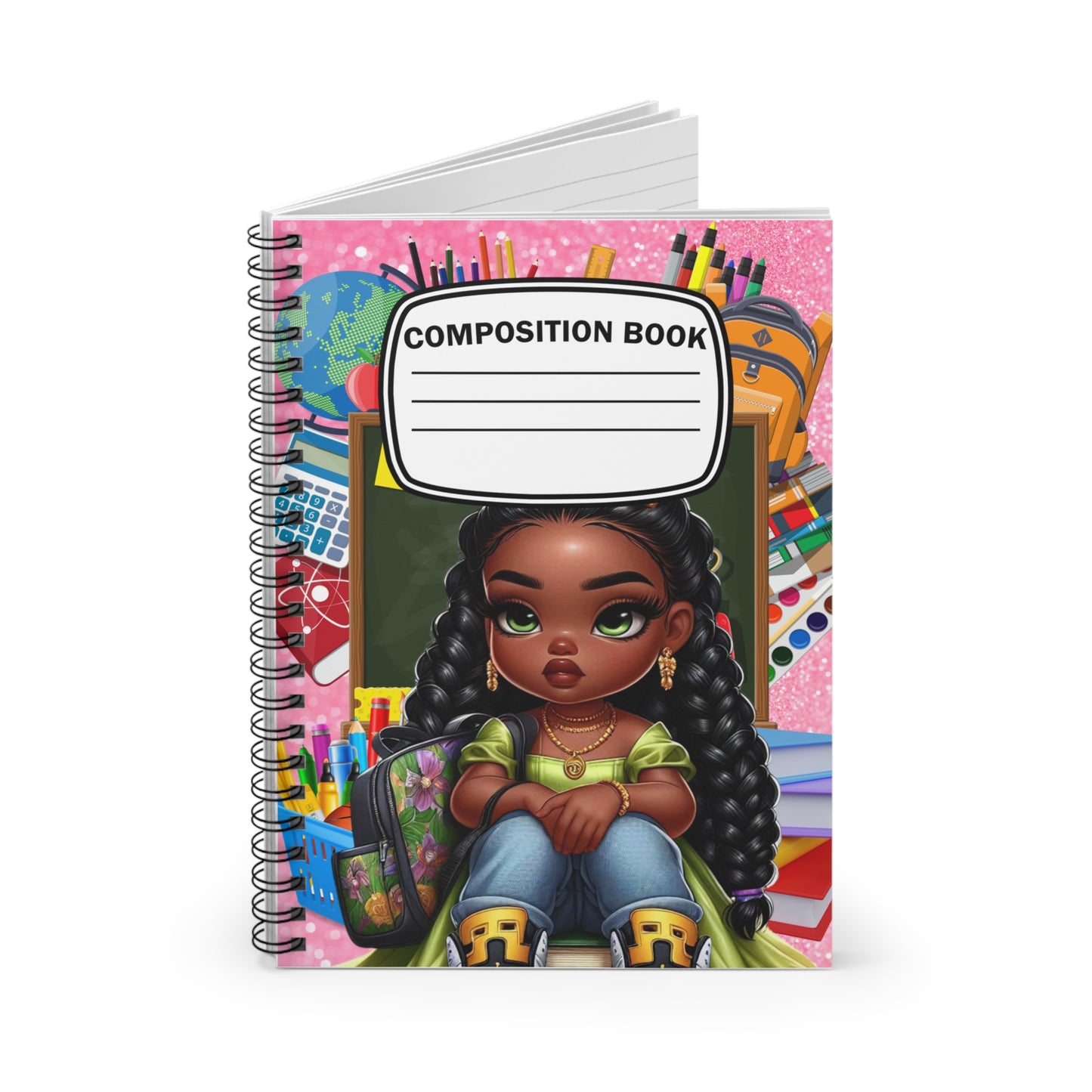 African American Braids Custom Back to School Spiral Notebook - Ruled Line