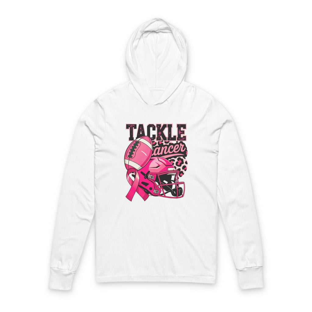 Pink Ribbon Tackle Cancer Hoodie, Awareness Tee, Supportive Gift, Football Fan Apparel, Breast Cancer Awareness, Unisex Long Sleeve