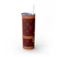 Burgundy Louie Skinny Tumbler with Straw, 20oz