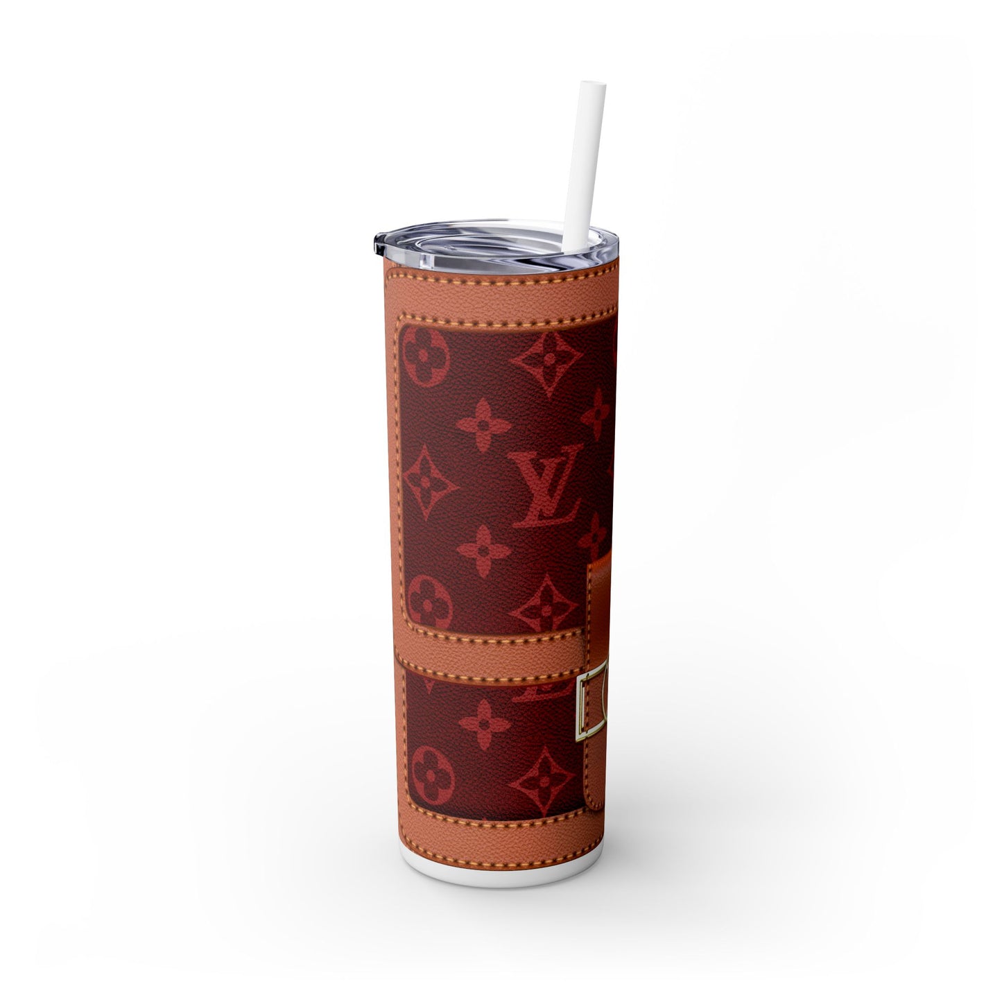 Burgundy Louie Skinny Tumbler with Straw, 20oz