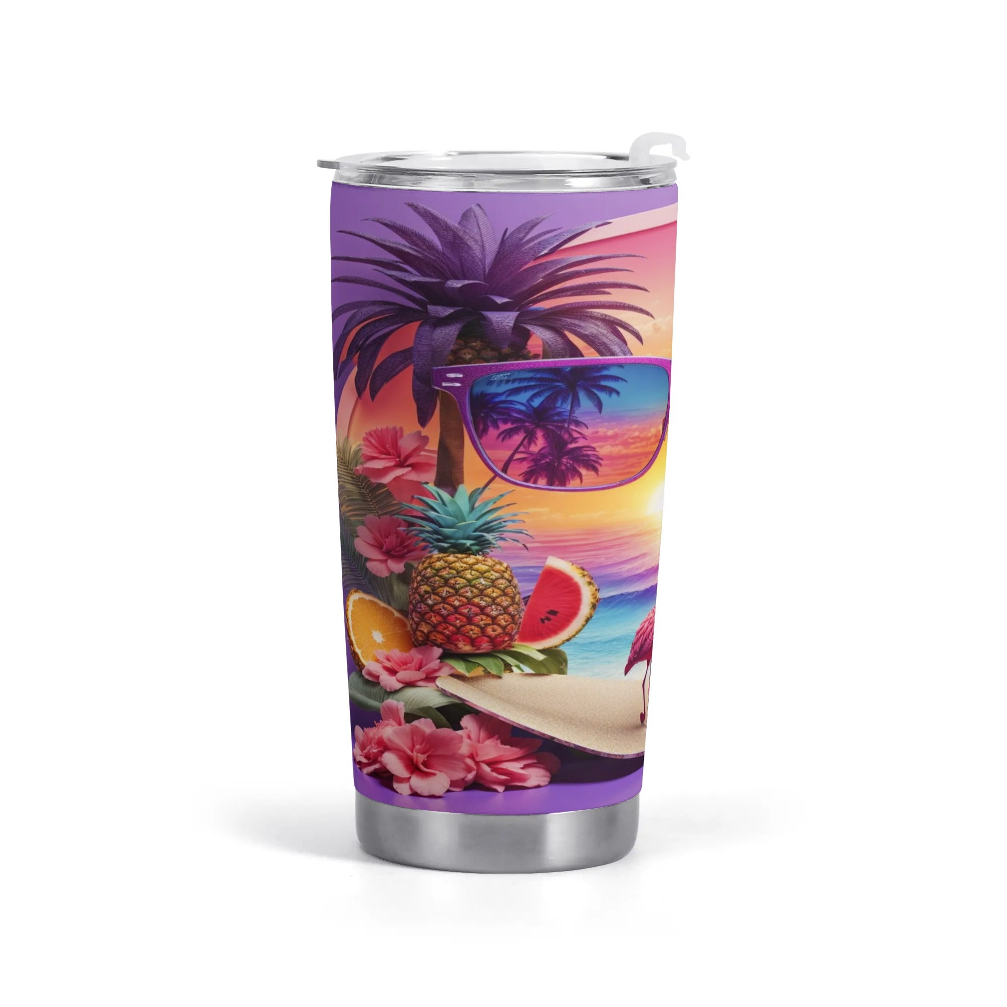 Sunset Beach Life Tumbler Stainless Steel Cup | Pretty N Pink Hair & More
