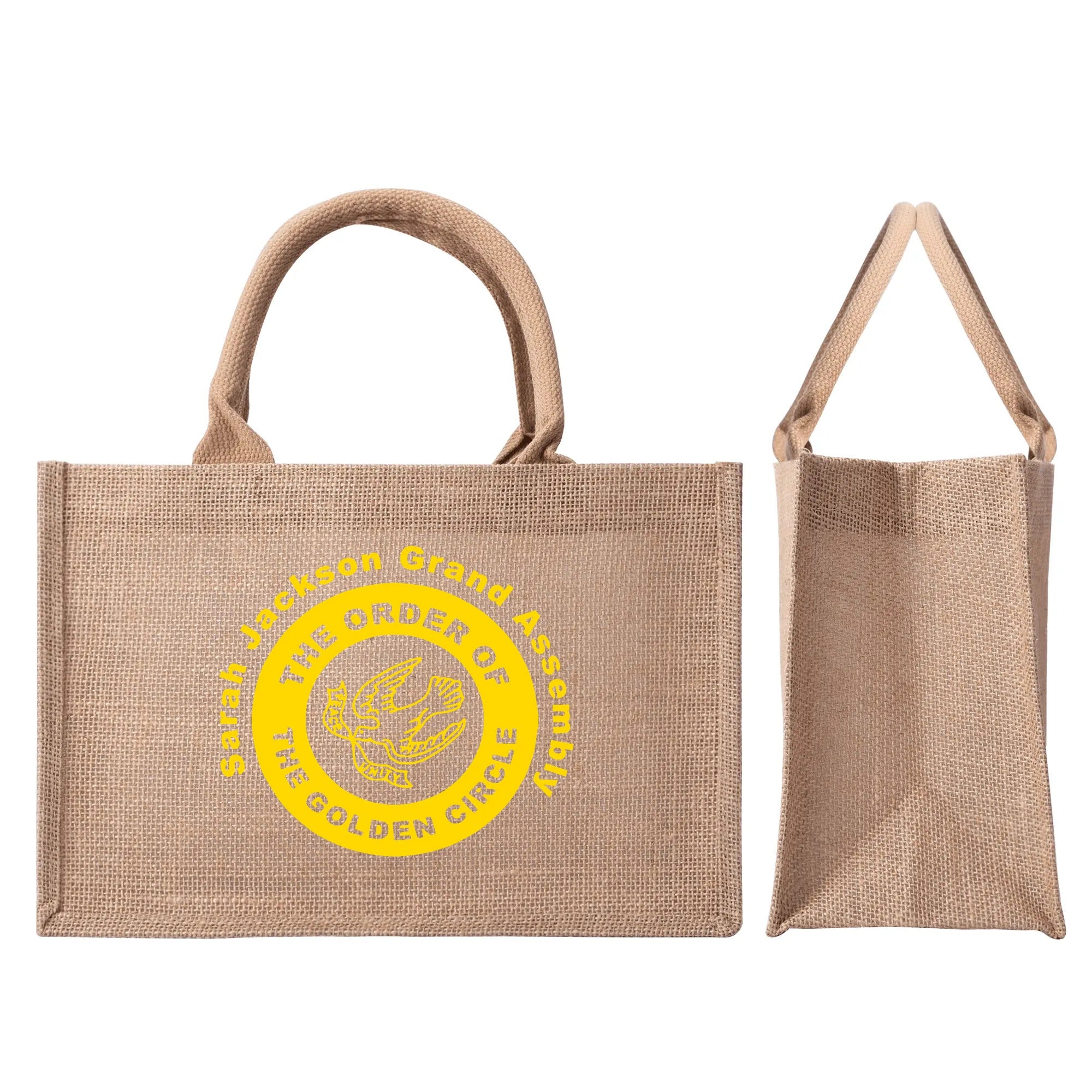Sarah Jackson Grand Assembly Reusable Jute Burlap Tote Bag