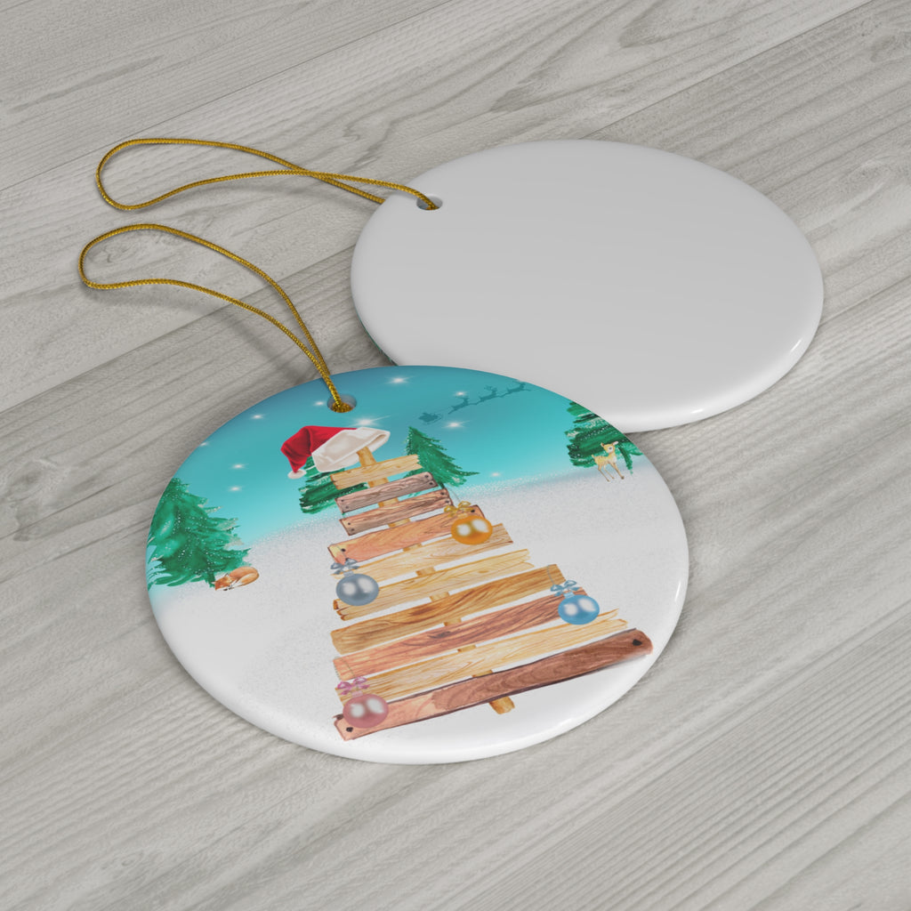 Family wood plank Christmas Ornament, Christmas Ceramic Ornament, Custom Family Ornament, Personalized Christmas Ornament