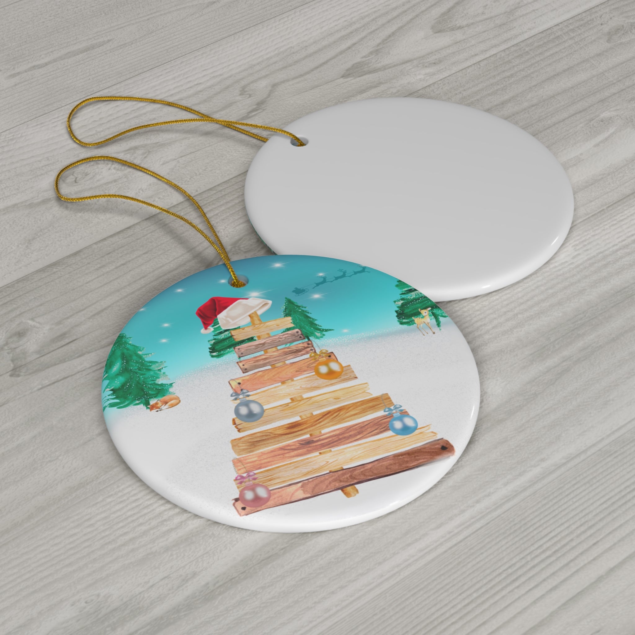 Family wood plank Christmas Ornament, Christmas Ceramic Ornament, Custom Family Ornament, Personalized Christmas Ornament