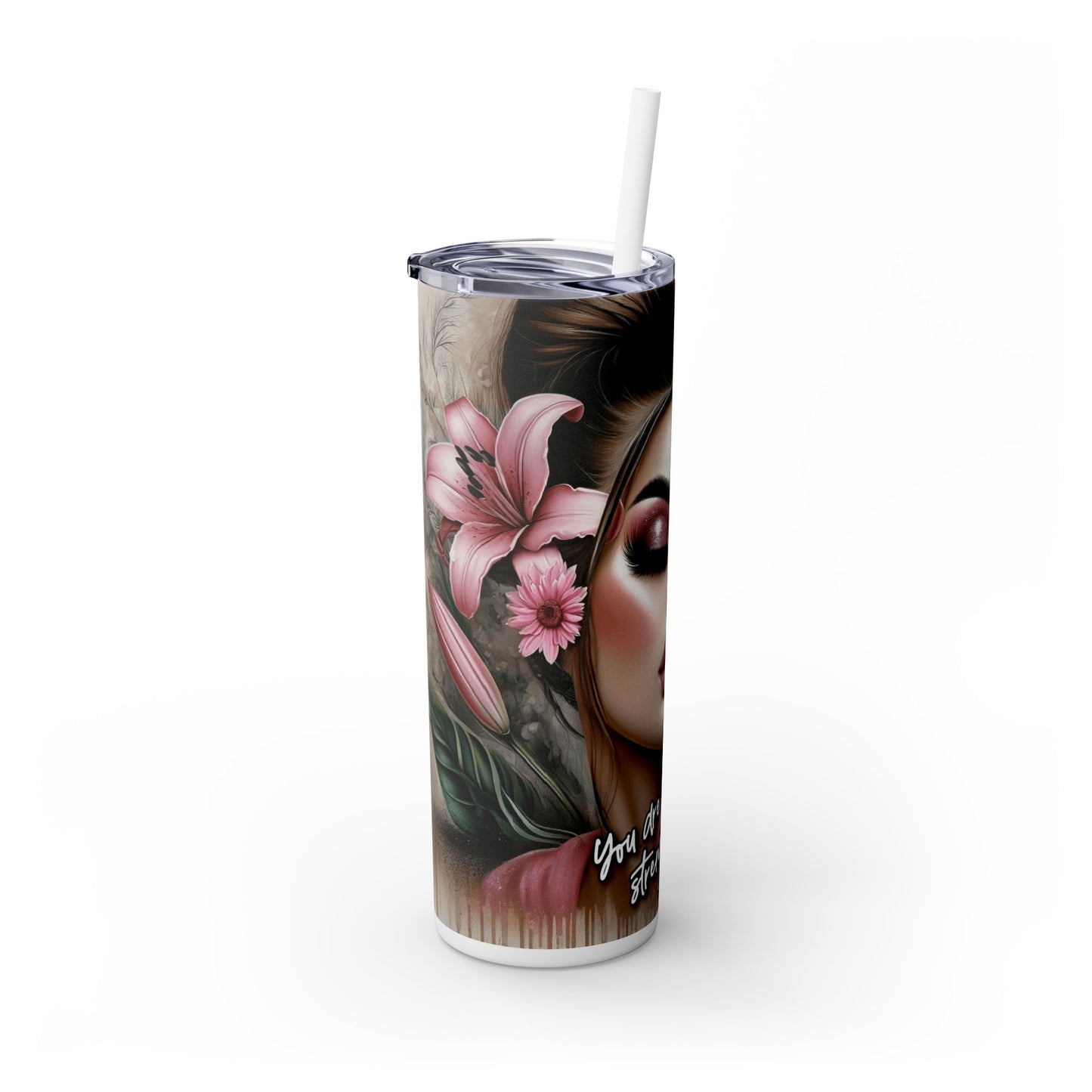 Tropical Tumbler with Caucasian Women and Calle Lilly Design #10 Affirmations, 20oz