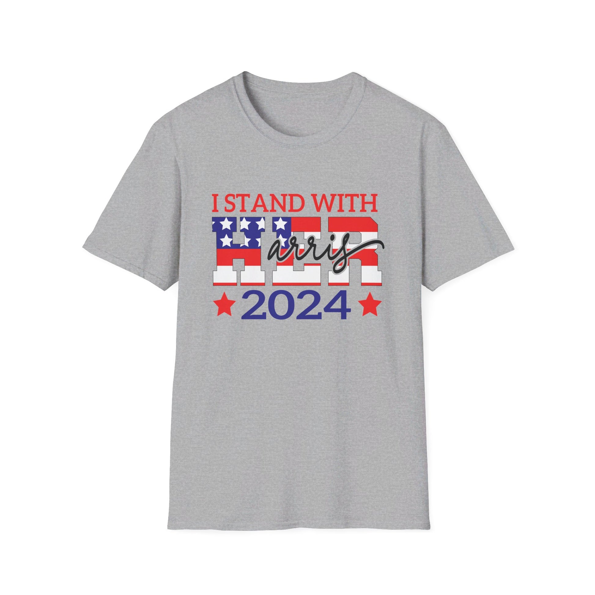 Kamala Harris I Stand With Her Unisex Softstyle T-Shirt | T-Shirt | 2024 presidential election, Cotton, Crew neck, democrat, DNC, DTG, i stand with her, im with her, kamala harris, Men's Clothing, Neck Labels, Regular fit, Summer Picks, T-shirts, TikTok, we not going back, Women's Clothing | Printify