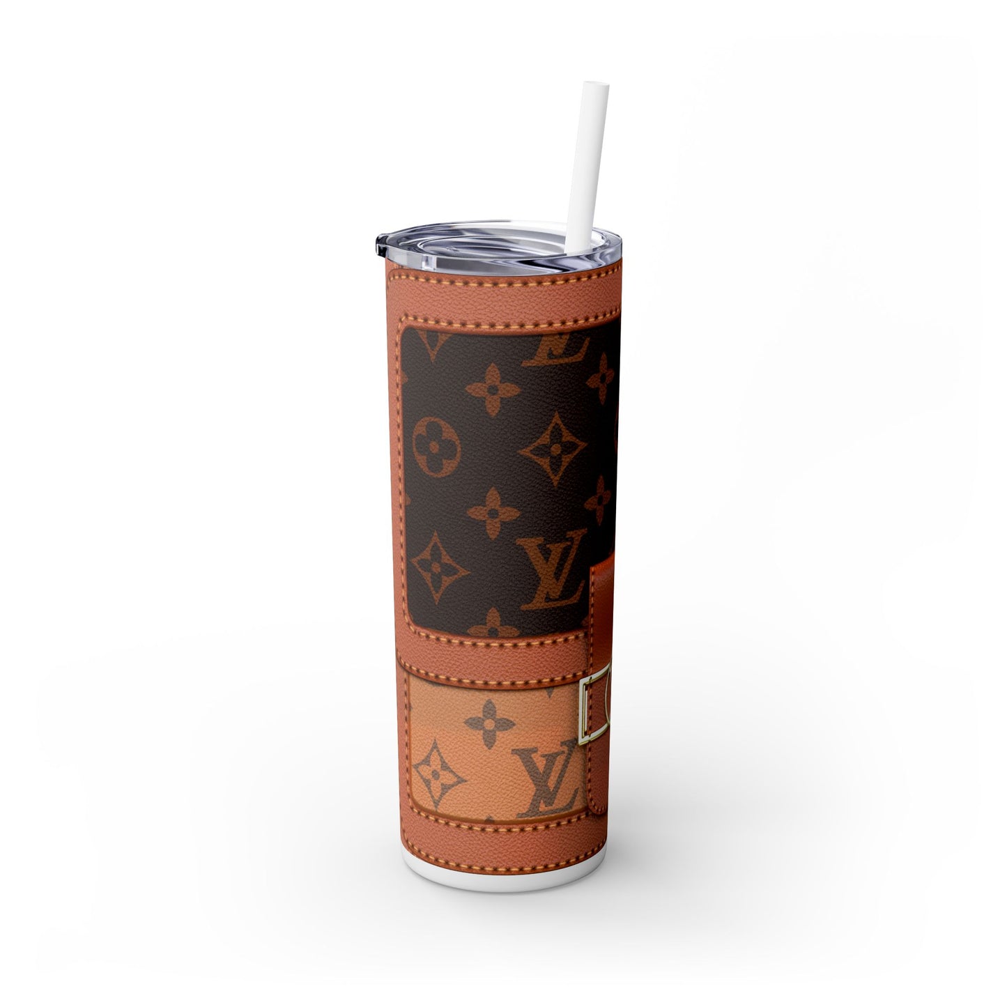 Louie Brown Skinny Tumbler with Straw, 20oz