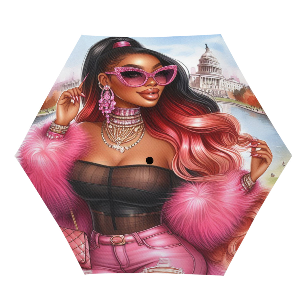 That Girl, African American Women Umbrella, Custom Umbrella | Pretty N Pink Hair & More