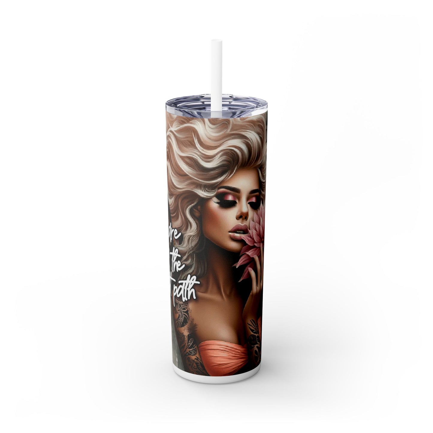 Tropical Tumbler with Caucasian Women and Calle Lilly Design #13 Affirmations, 20oz