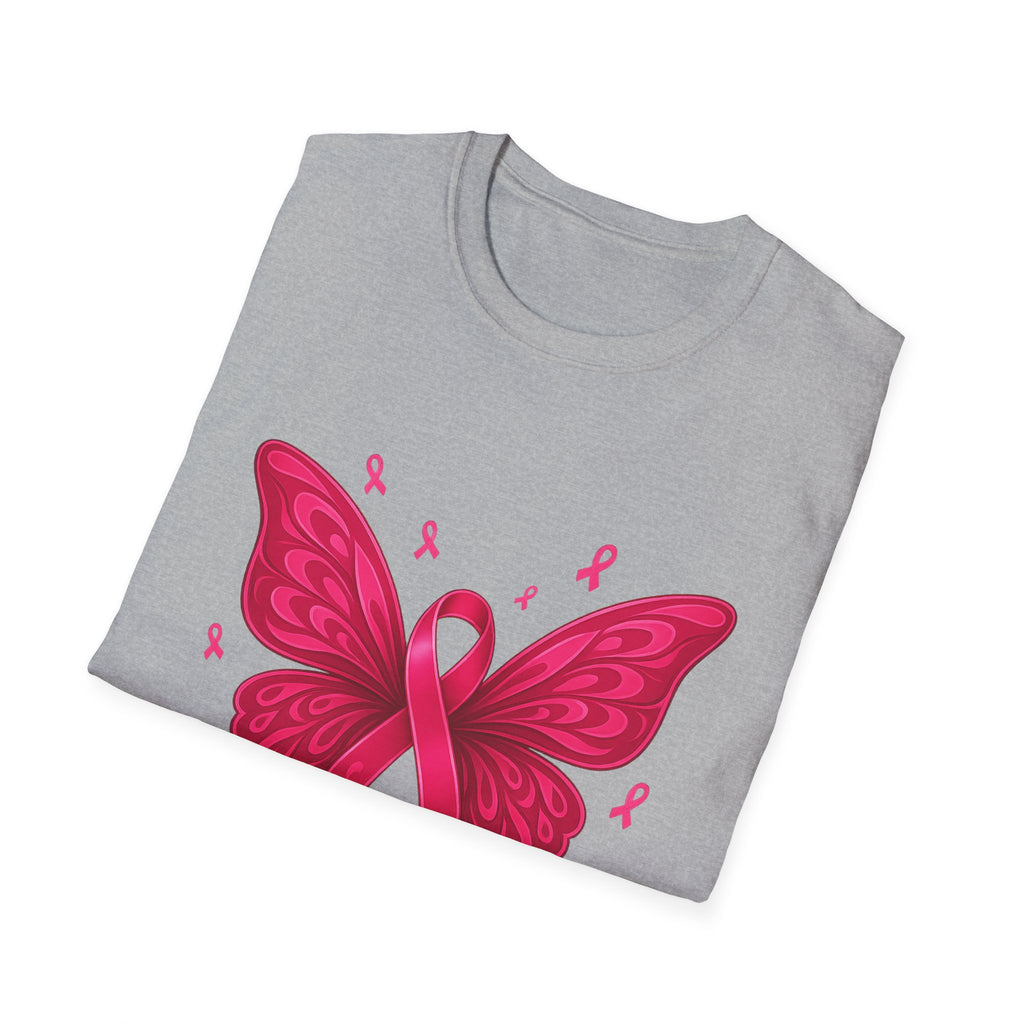 Hope Butterfly T-Shirt, Breast Cancer Awareness Tee, Faith Courage Shirt, Unisex Softstyle T-Shirt, Pink Ribbon Apparel