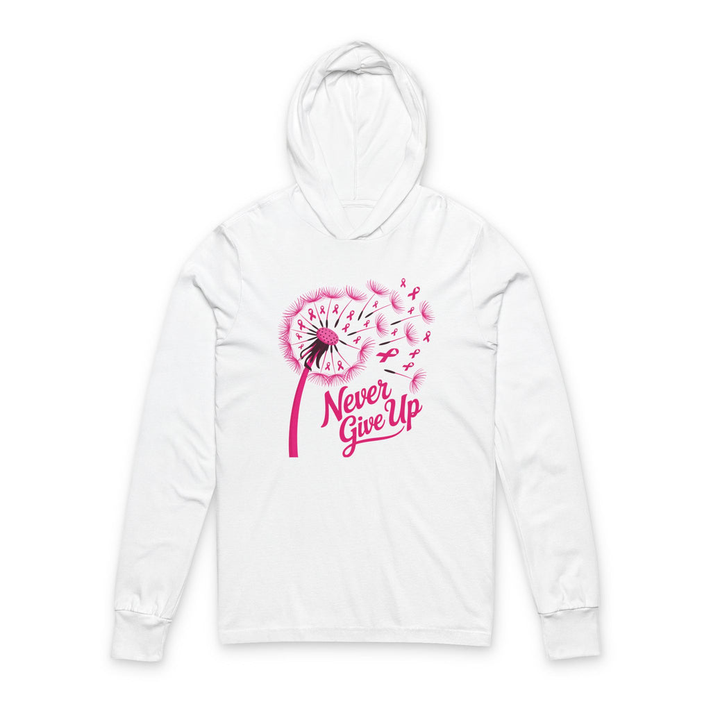 Inspirational Hoodie - Unisex Long Sleeve Tee - Never Give Up, Motivational Gift, Fitness Apparel, Hope Wear, Positive Vibes