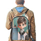 Caucasian Boy By locker Backpack Fabric Backpack with Side Mesh Pockets