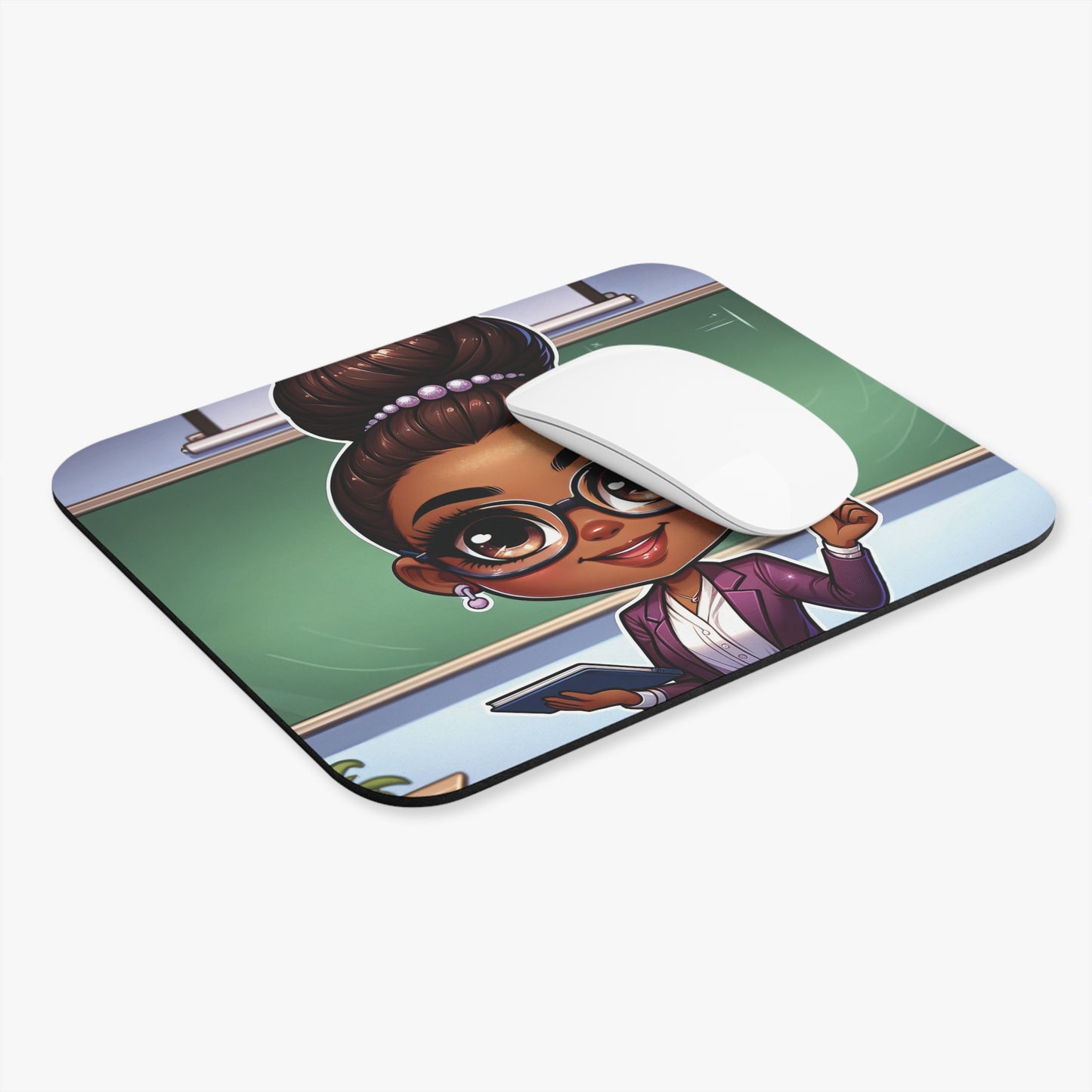 Mouse Pad (Rectangle) Teacher Series #9 - African American & Caucasian