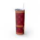 Louie Red & Light Brown Skinny Tumbler with Straw, 20oz