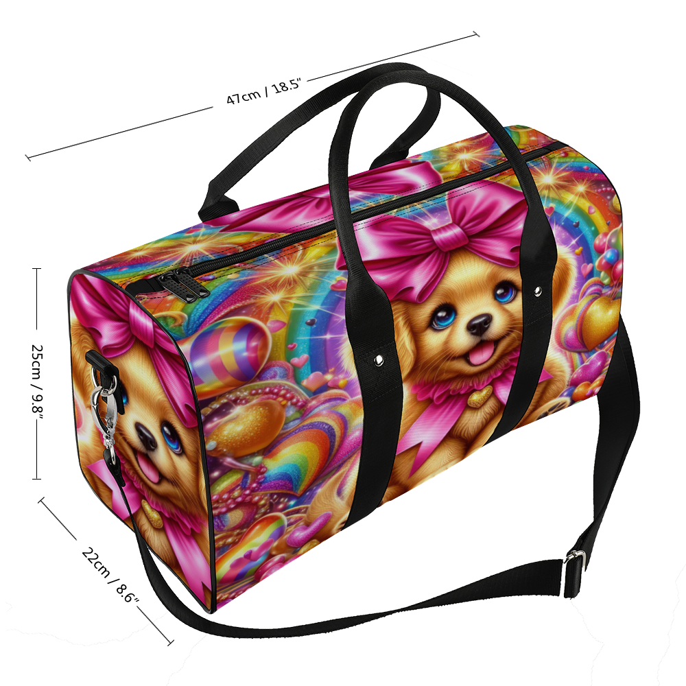 Cute puppy love illustration printed on a white canvas tote bag