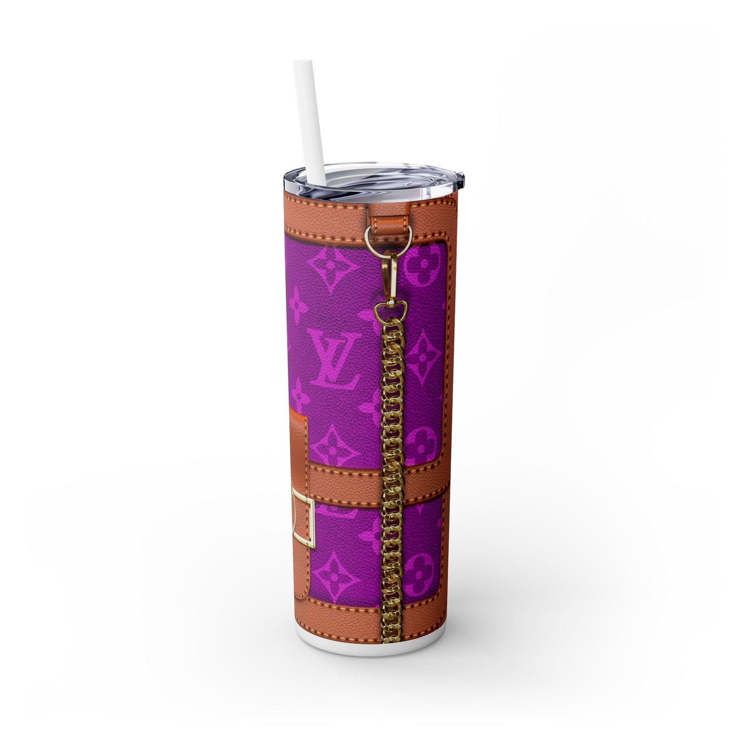 Pink Louie Skinny Tumbler with Straw, 20oz