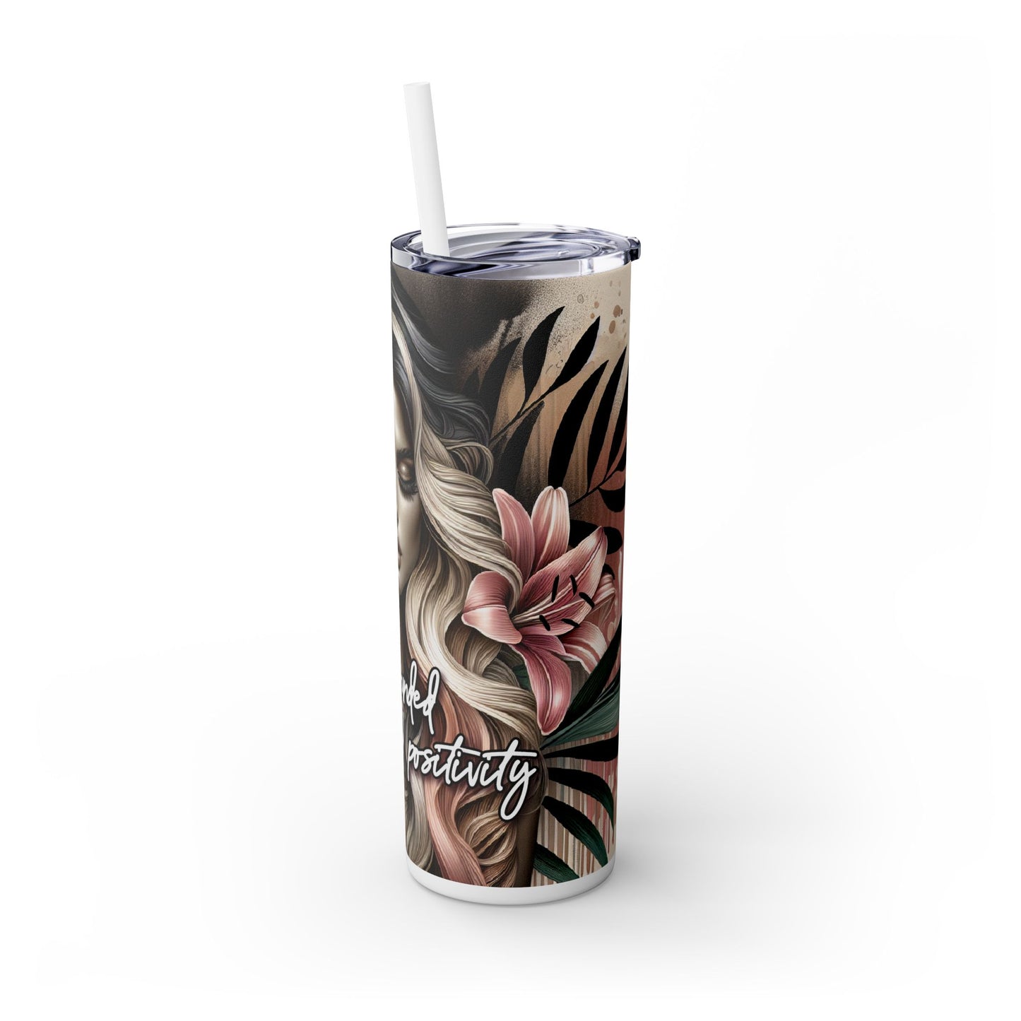 Tropical Tumbler with Caucasian Women and Calle Lilly Design #11 Affirmations, 20oz