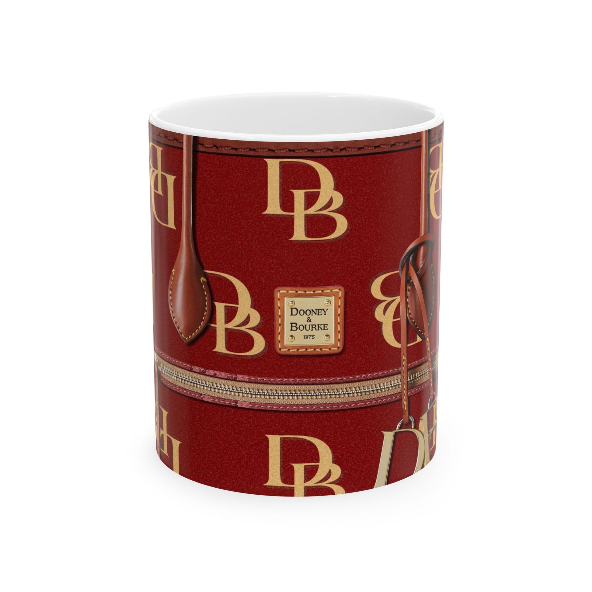 Doony Red Purse, Ceramic Mug, (11oz, 15oz) | Mug | 11oz, 15 oz, 15oz, Coffee Mugs, Home & Living, Kitchen, MK Purse Mug, Mugs, Sublimation, US Elections Season, Valentine's Day, White base, Yellow Purse Tumbler | Printify