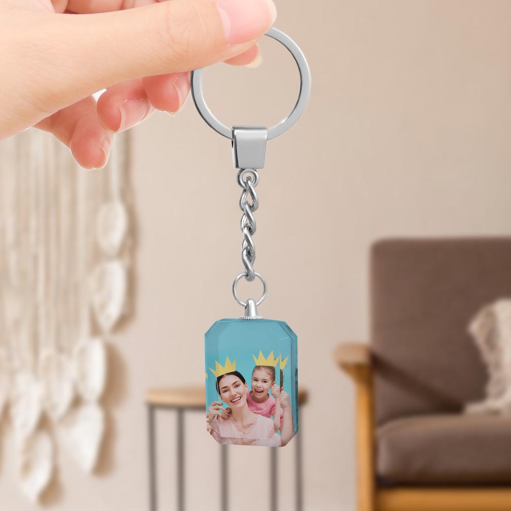 Customized Double Side Crystal Keychain With 2 Photos | Inkedjoy