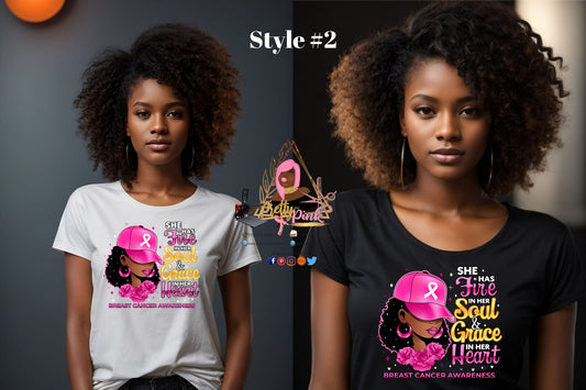 Cancer Shirt "She Has Fire In Her Soul" | Accessories, Black Girl Magic, cancer, cancer awareness, DTG, fraternity, Home & Living, Luggage, OES, Sistah, Sublimation, TikTok | Pretty N Pink Hair & More