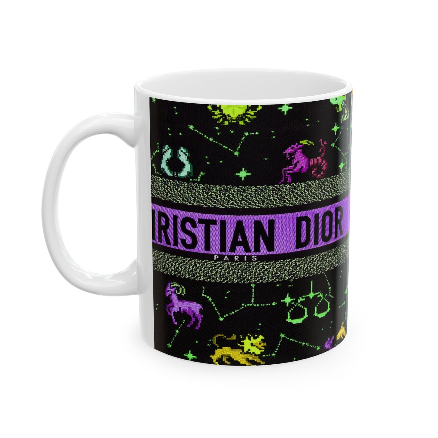 Dior Black & Purple Zodiac Purse, Ceramic Mug, (11oz, 15oz)