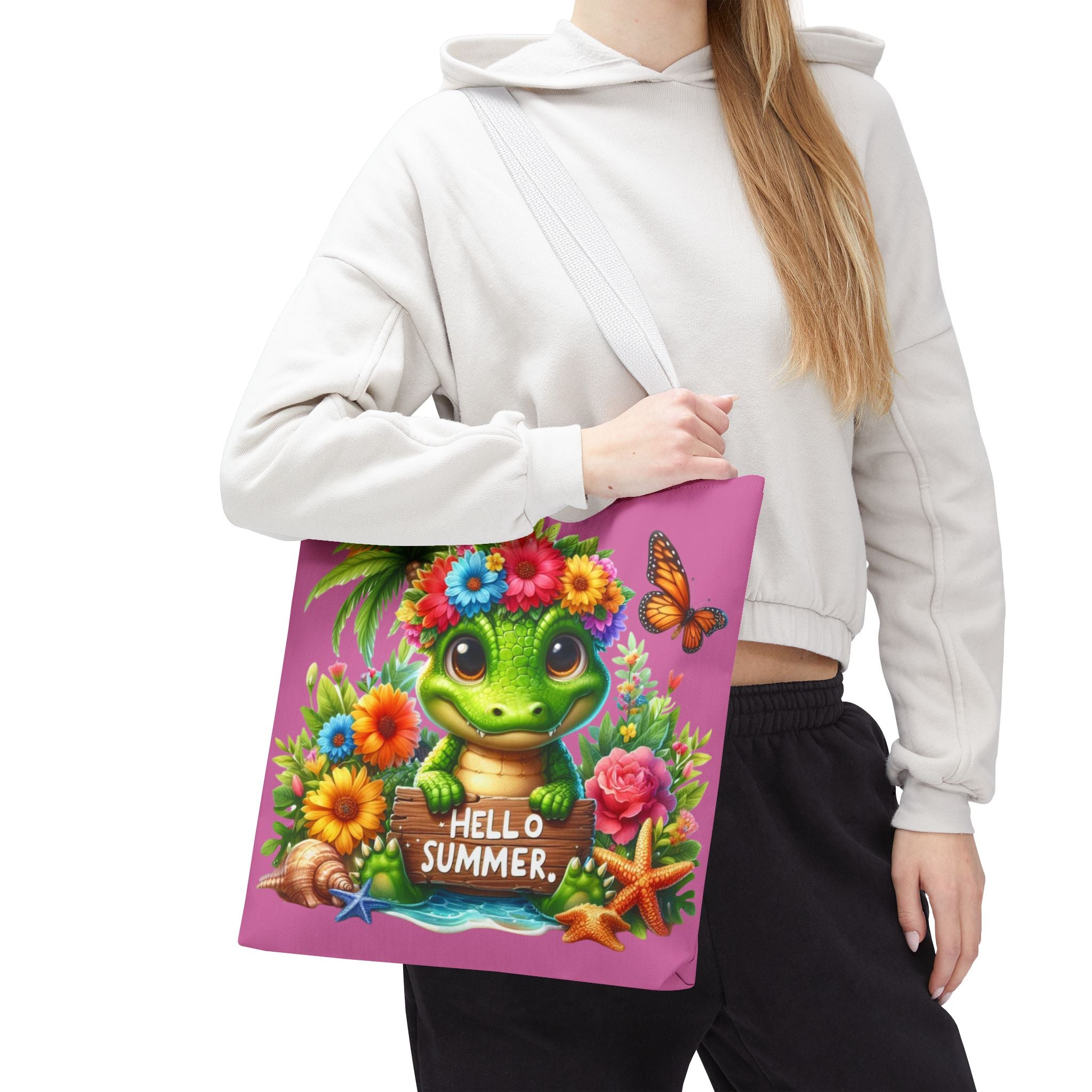 Hello Summer Cute Frog Tote Bag - Vibrant Beach Style for Summer Fun