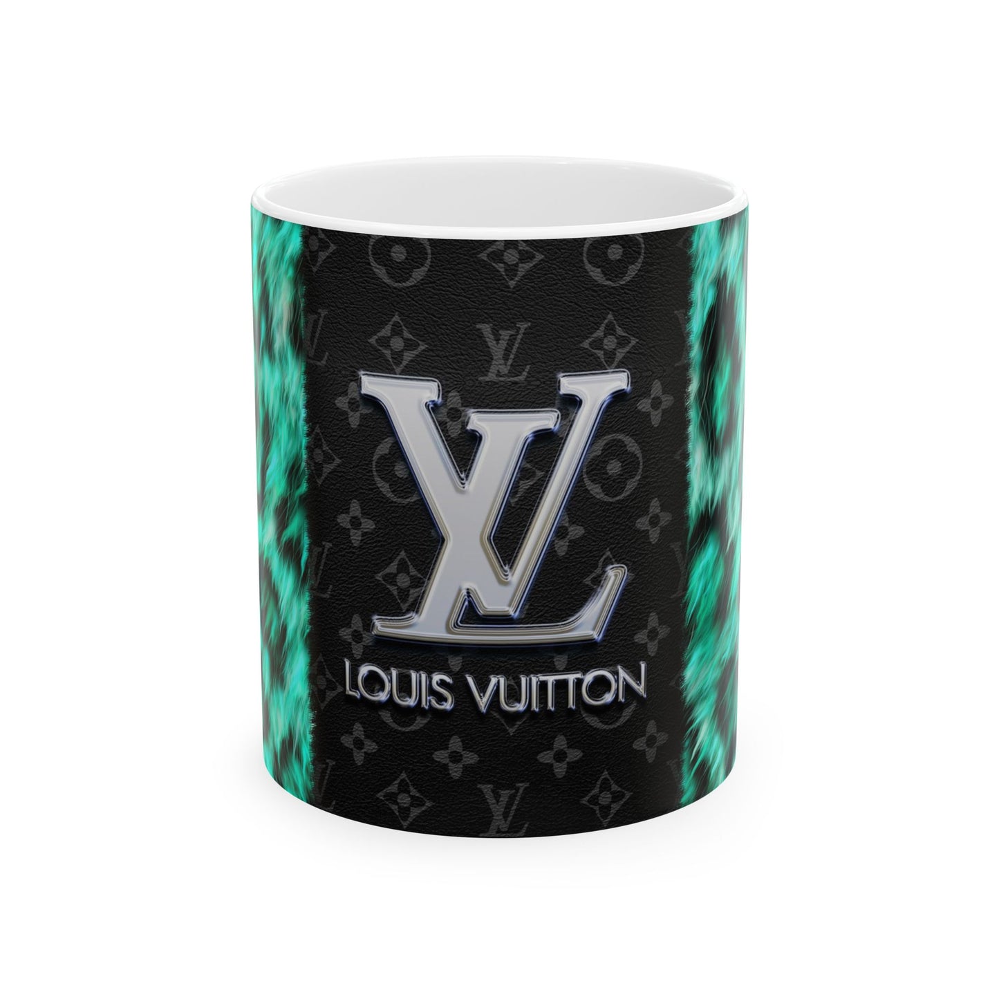 LV Black & Green Purse, Ceramic Mug, (11oz, 15oz) | Mug | 11oz, 15 oz, 15oz, Coffee Mugs, Home & Living, Kitchen, MK Purse Mug, Mugs, Sublimation, US Elections Season, Valentine's Day, White base, Yellow Purse Tumbler | Printify