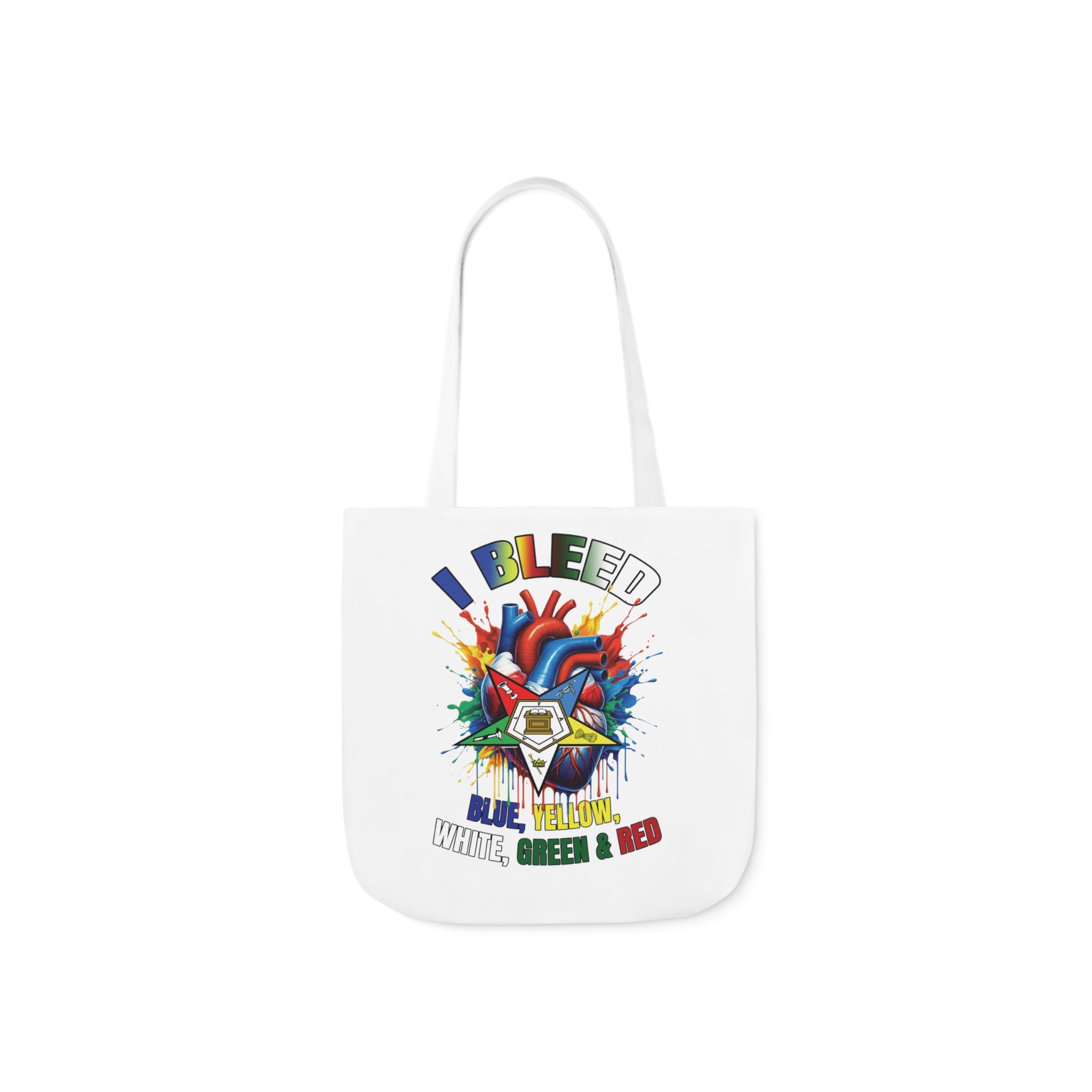 I Bleed OES, Order of the Eastern Star, Sistar, Sisterhood, Eastern Star, Sorority, Canvas Tote Bag, 5-Color Straps