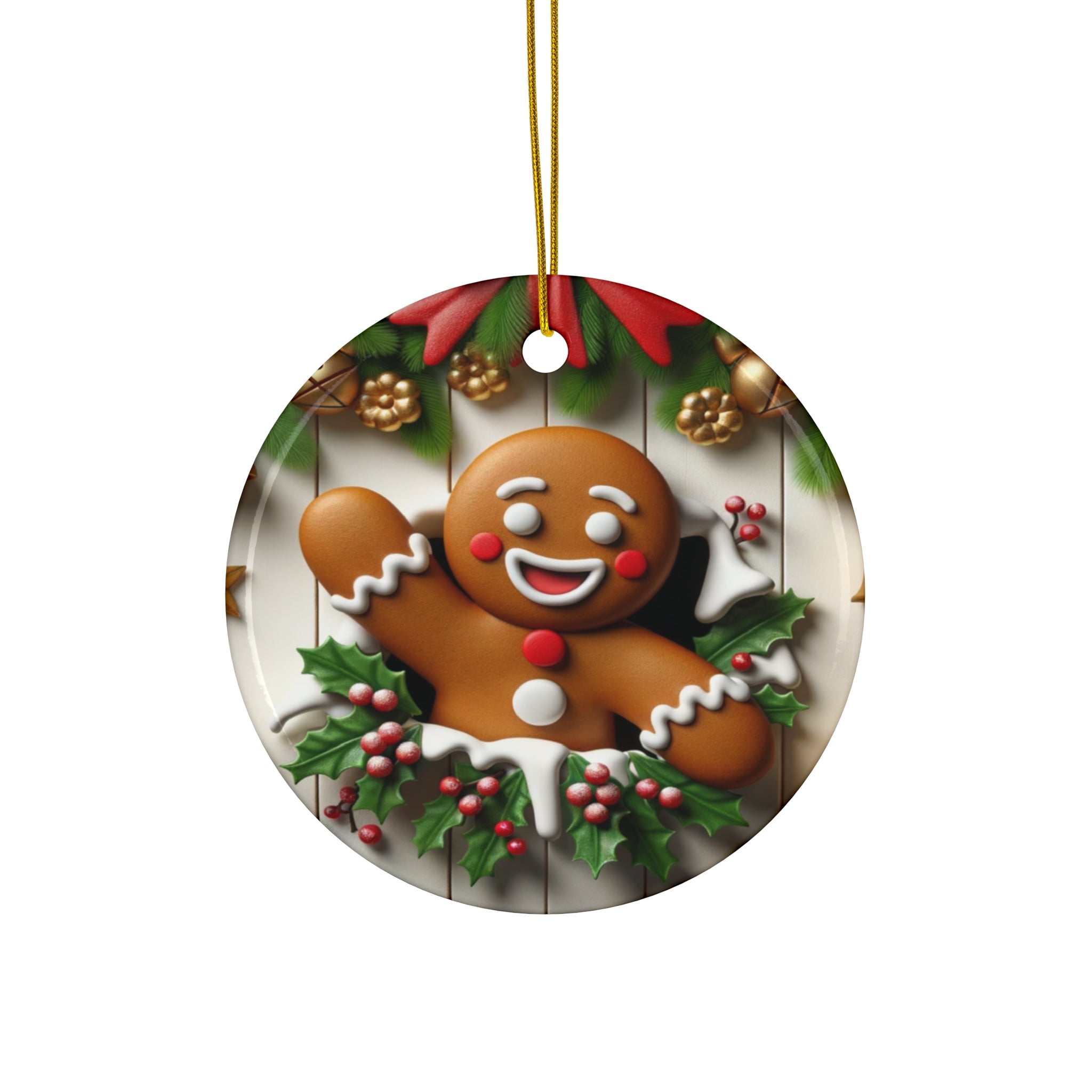 Brown Gingerbread Ceramic Ornament,