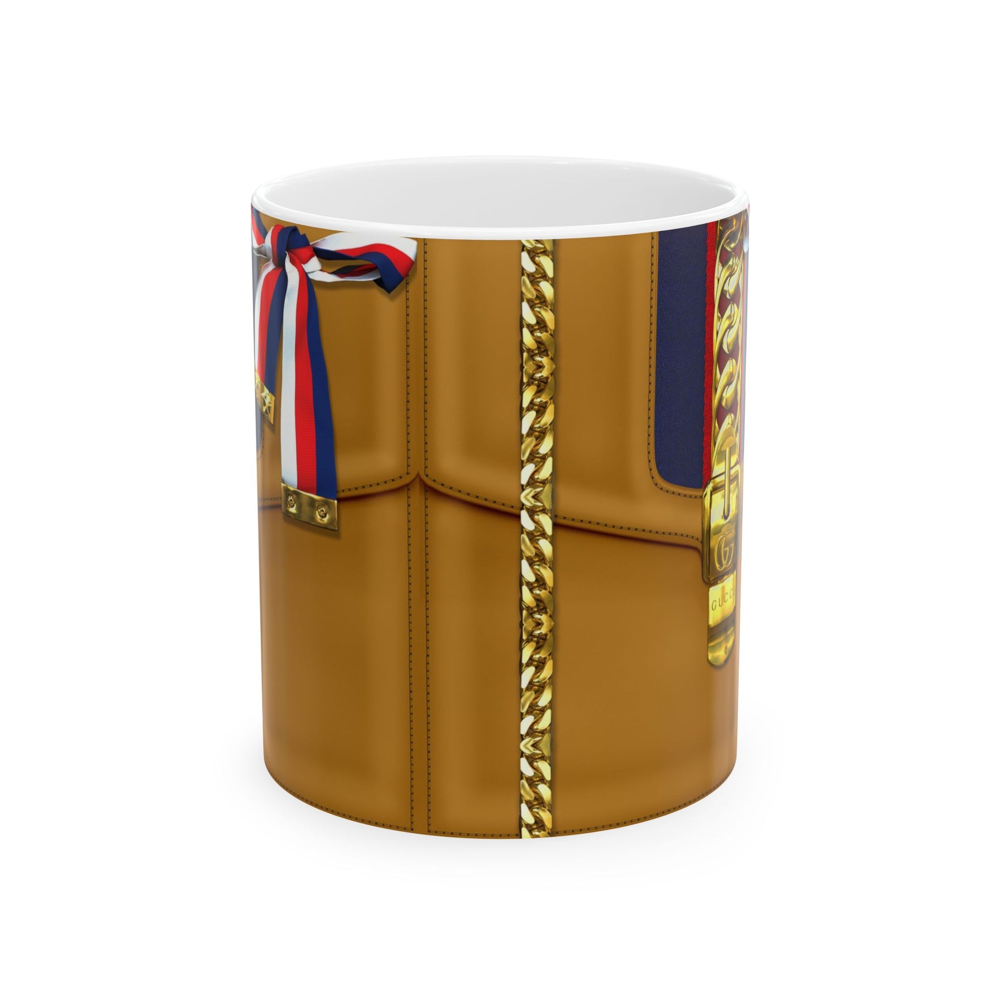 Gucci Gold Purse, Ceramic Mug, (11oz, 15oz) | Mug | 11oz, 15 oz, 15oz, Coffee Mugs, Home & Living, Kitchen, MK Purse Mug, Mugs, Sublimation, US Elections Season, Valentine's Day, White base, Yellow Purse Tumbler | Printify