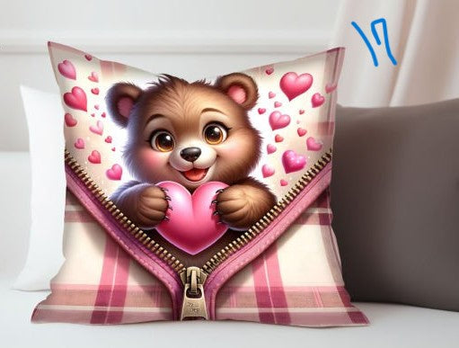 a doll is sitting in a pink suitcase 