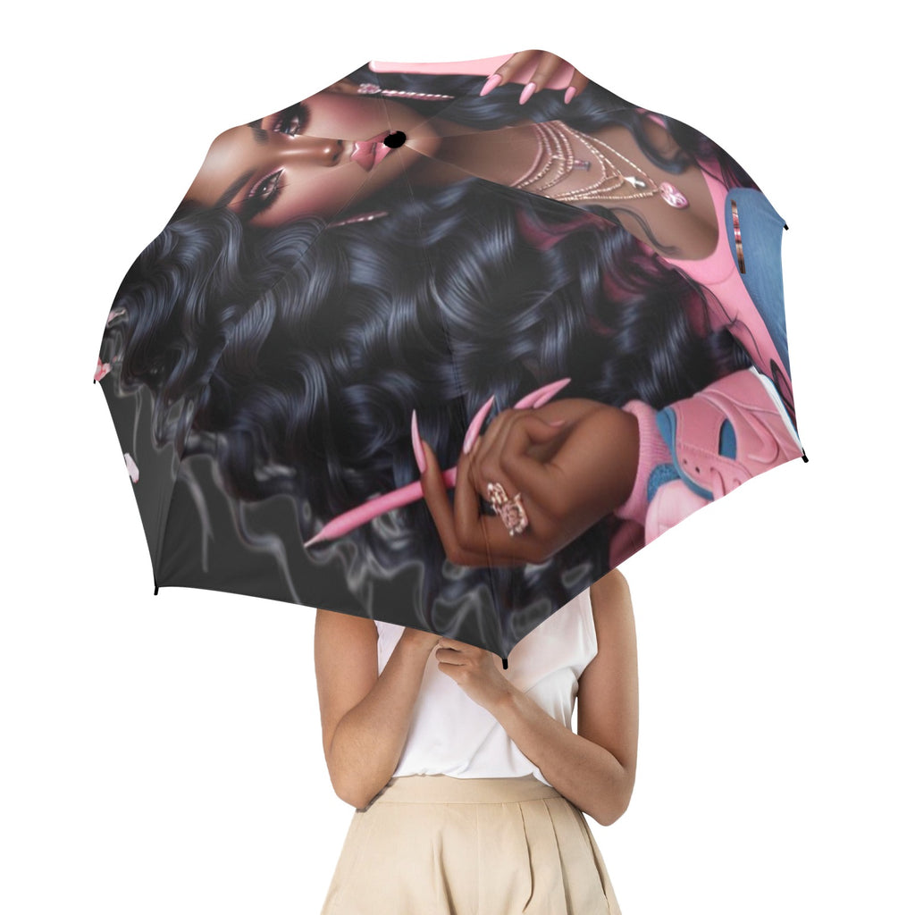 Pink Princess #1 Umbrella Cover Semi-Automatic Foldable Umbrella (Model U12)