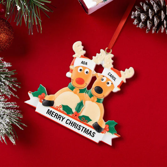 Custom Name Reindeer Family Xmas Ornament Personalized Christmas Decoration Gifts | Inkedjoy