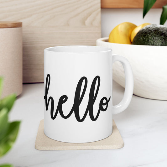 Hello Ceramic Mug, (11oz, 15oz) | Mug | 11oz, 15 oz, 15oz, Coffee Mugs, Home & Living, Kitchen, Mugs, Sublimation, Valentine's Day, White base | Printify