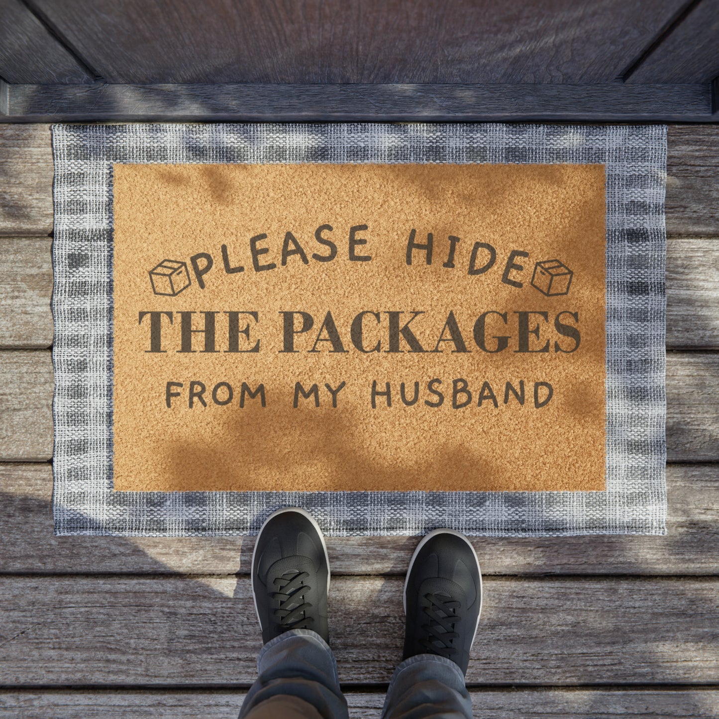 Please hide packages from my Husband Doormat, Funny Doormat, Welcome Doormat